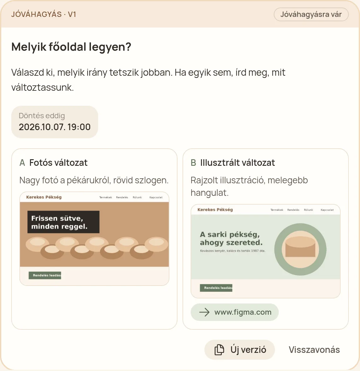 Jóváhagyás kérése két képes változattal